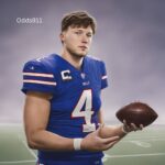 Josh Allen throwing a touchdown pass for the Buffalo Bills.