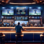 Digital artwork of a highly detailed, futuristic sports betting interface showcasing player statistics and prop bets for young quarterbacks in a Colts vs Bears game, with holographic displays and inte