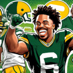 Create a digital illustration featuring Jaire Alexander of the Green Bay Packers in a comical and playful pose, perhaps with an exaggerated, mischievous grin. Surround him with lighthearted, humorous