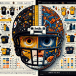 Create an image of Pittsburgh Steelers-themed football helmet and jersey prominently displayed next to a Chicago Bears-themed football helmet and jersey. In the background, illustrate abstract represe